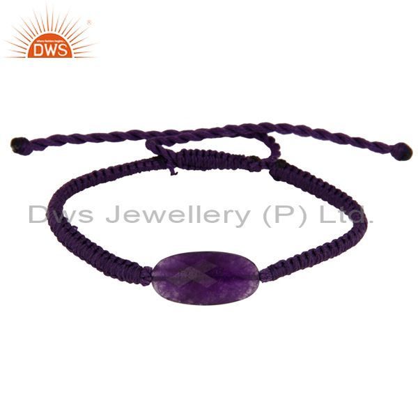 Natural purple aventurine faceted tumble gemstone macrame bracelet jewellery