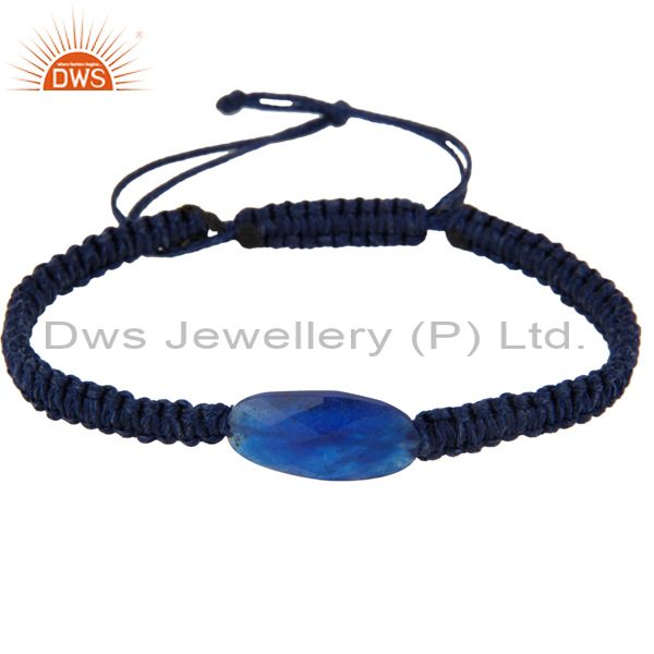 Gorgeous blue aventurine shamballa fashion macrame bracelet jewelry for unisex