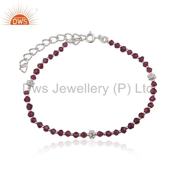 Garnet gemstone handmade 925 sterling silver chain link bracelet wholesale