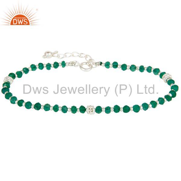 Green onyx beaded 925 silver gemstone chain bracelet manufacturers
