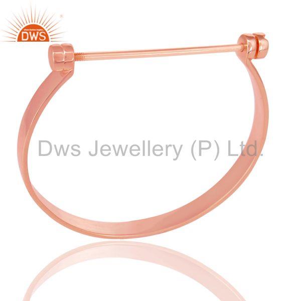 14k rose gold plated 925 silver handmade screw lock openable bangle