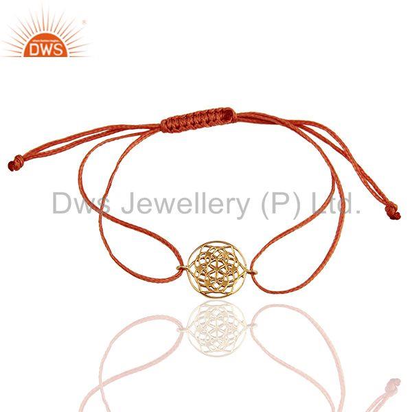 Flower of life 925 sterling silver 18k rose gold plated orange thread bracelet