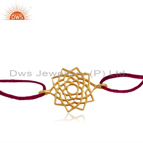 Pink thread adjustable gold plated silver charm bracelet manufacturer