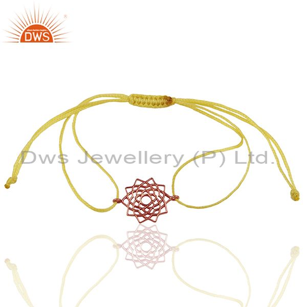 Sahasrara 925 sterling silver rose gold plated on yellow thread bracelet jewelry