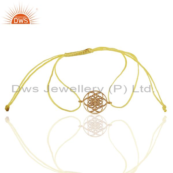 Flower of life 925 sterling silver rose gold plated yellow thread bracelet