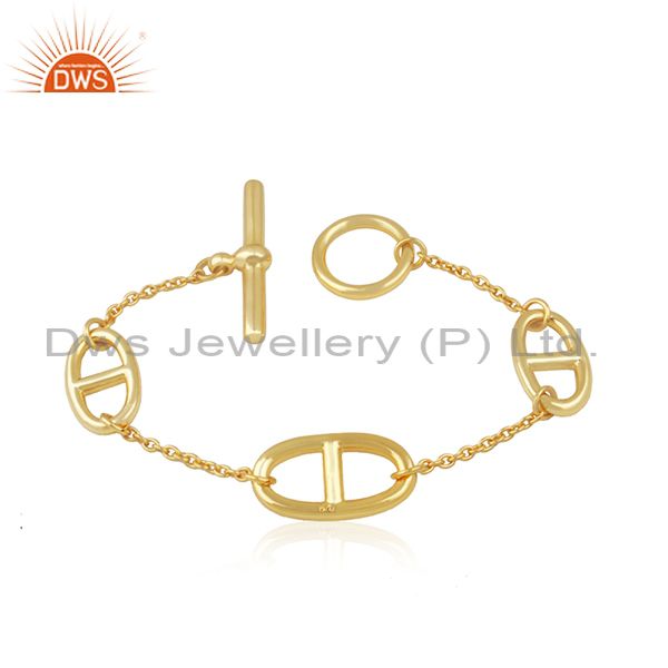 Chain and link yellow gold plated 925 silver bracelet manufacturer from jaipur