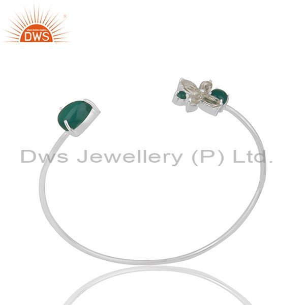 Fine sterling silver green onyx gemstone cuff bracelet manufacturer