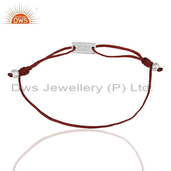 925 sterling fine silver dark red thread adjustable bracelet wholesale