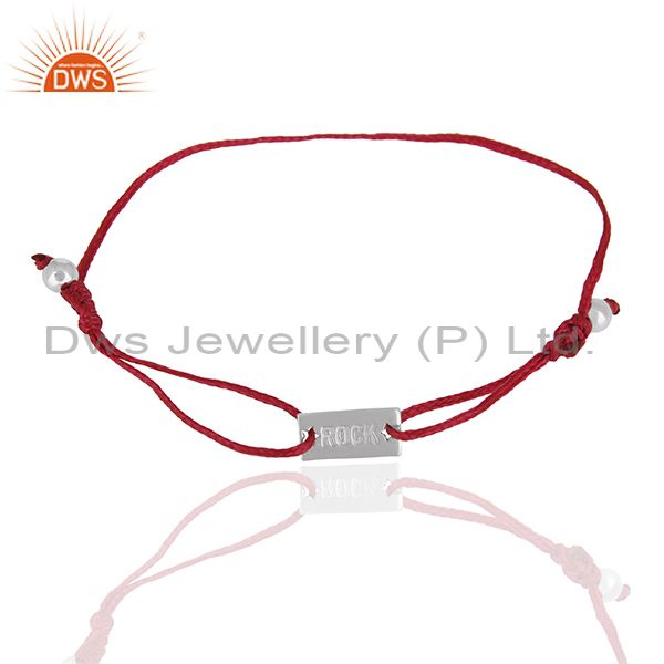 Handmade pink thread 92.5 silver adjustable bracelet wholesale