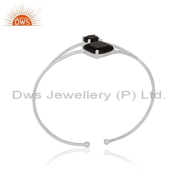 Fine Sterling 92.5 Silver Black Onyx Gemstone Cuff Bracelet Manufacturer