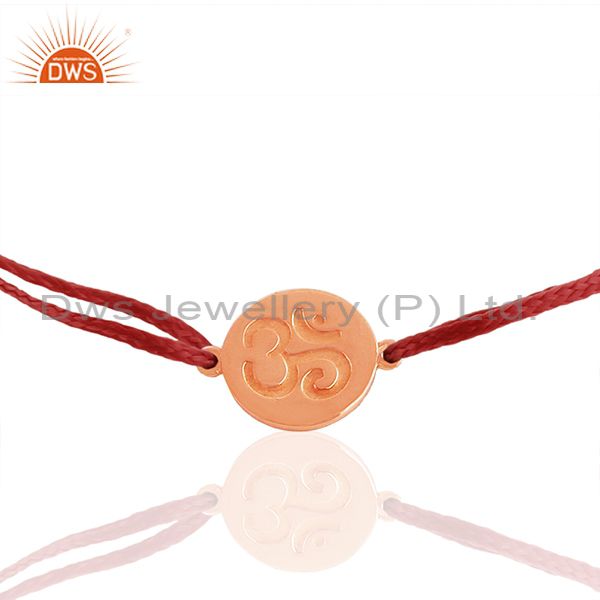 Handmade engraved om charm red thread adjustable bracelet wholesale