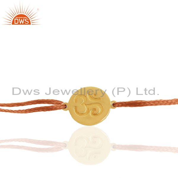Orange thread engraved om gold plated silver bracelet jewelry supplier