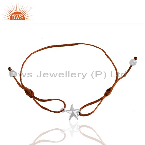 Brown cotton thread star charm rose gold silver bracelet manufacturer