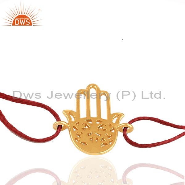 Lucky hamsa hand charm gold plated plain silver bracelet manufacturer