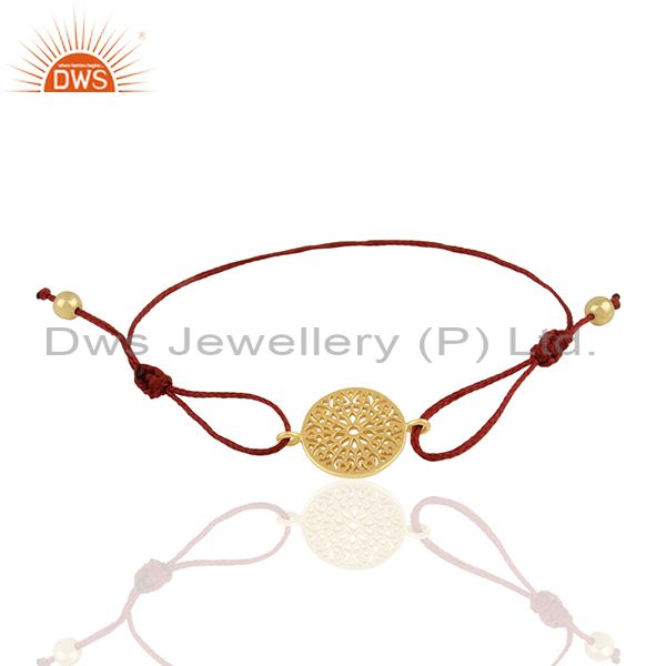 14k gold plated 925 silver gold plated charm macrame bracelet supplier