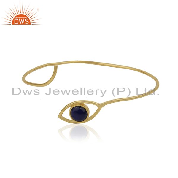 18k gold on 925 silver lapis lazuli evil eye cuff bangle wholesale
