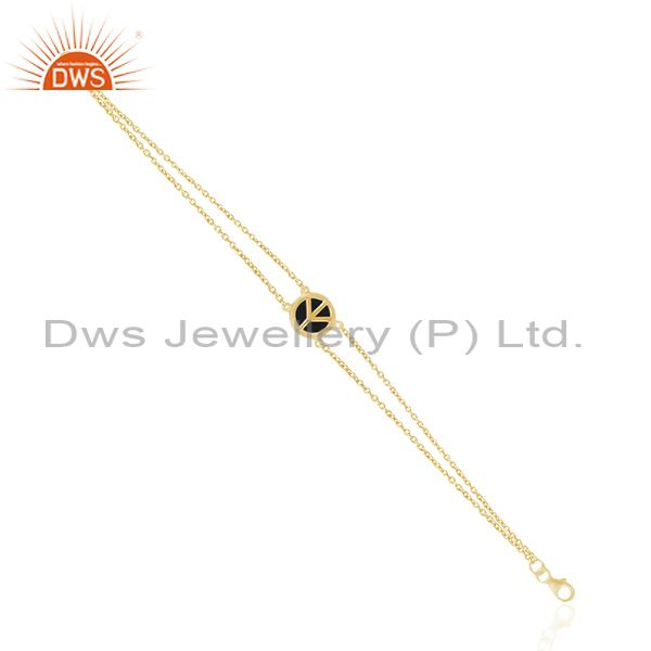 Customized peace design 925 silver gold platd chain bracelet manufacturer