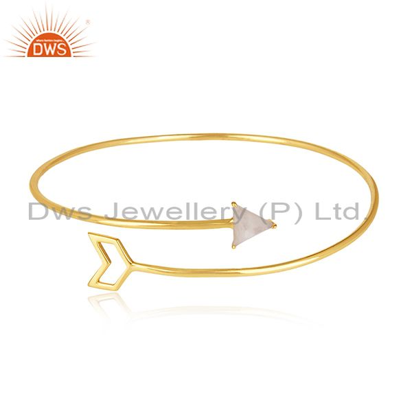 18k gold plated sterling 92.5 silver arrow design cuff bracelet manufacturer
