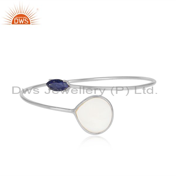 Mother of pearl lapis handcrafted silver 925 sleek bangle