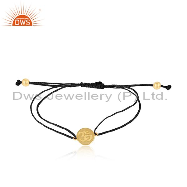 Black color dori 18k gold plated silver om engraving bracelet jewelry