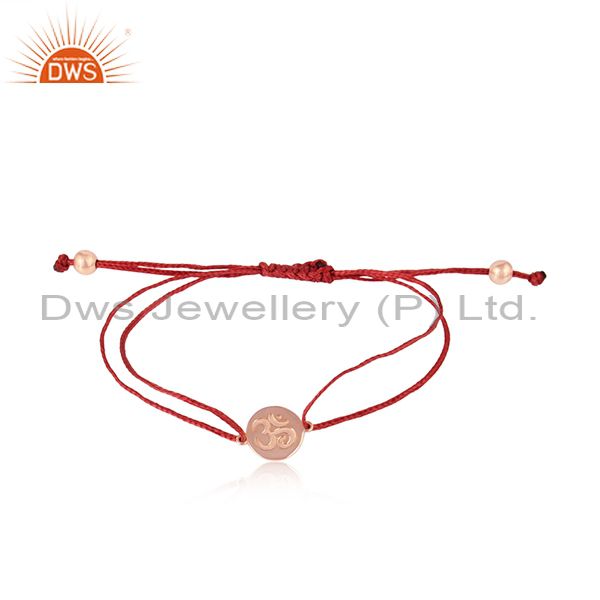 Dark red dori rose gold on silver om engraving bracelet jewelry