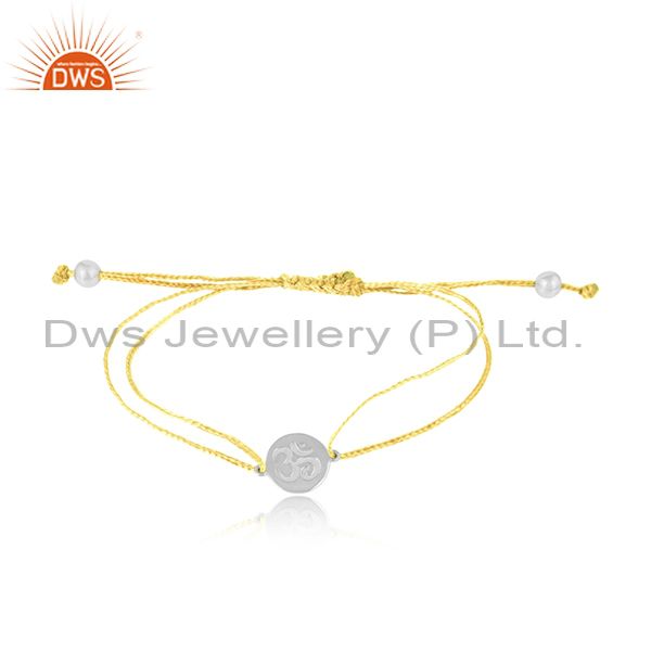 Yellow color dori rhodium on silver om engraving bracelet jewelry