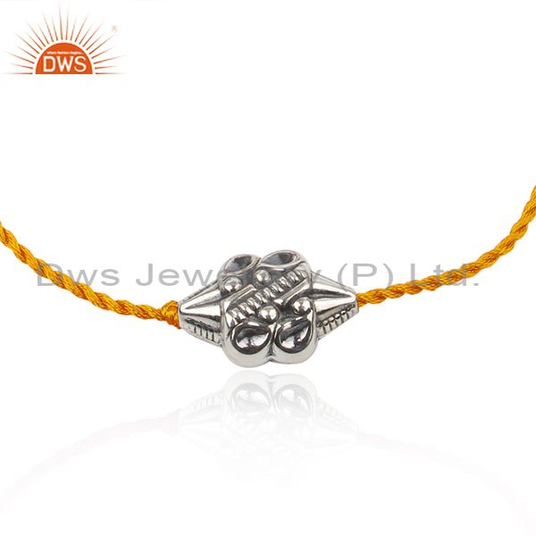 925 sterling silver oxidized bead orange macrame bracelet jewelry