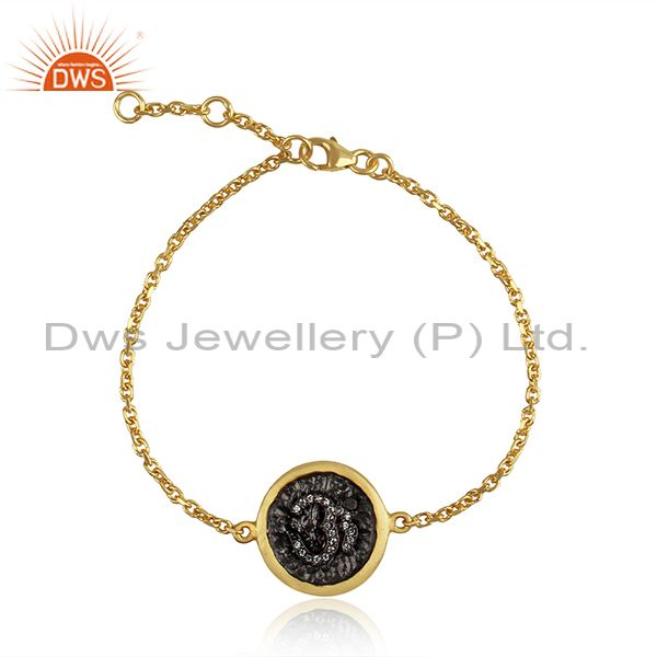 Om design rhdoium and gold plated 925 silver chain bracelet