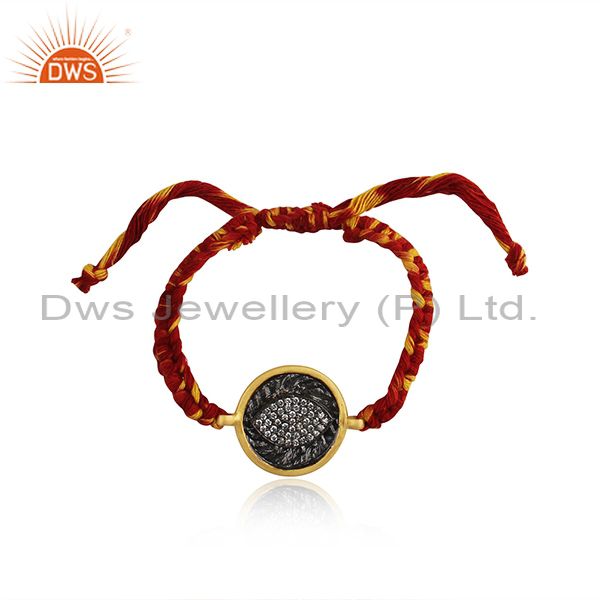 Eye shaped rhodium and gold plated silver zircon bracelet