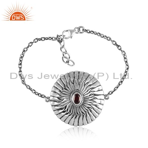 Red Garnet Set Oxidized Silver Handmade Charm Set Bracelet