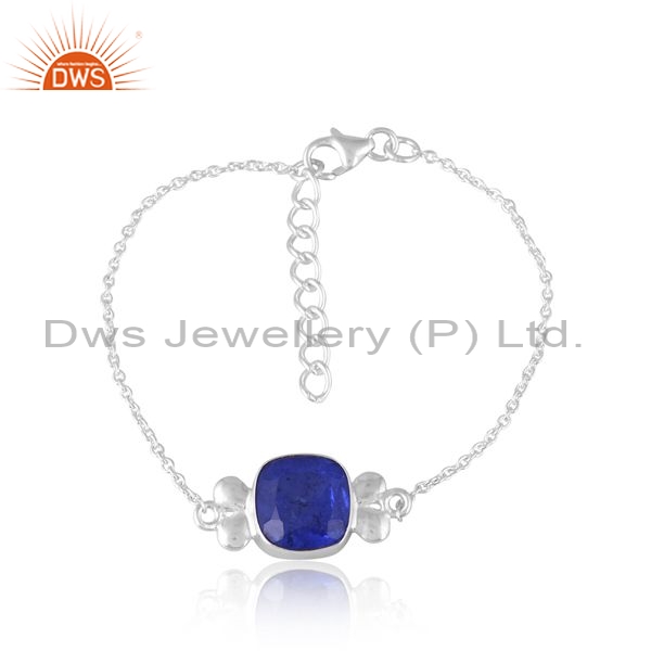 Sterling Silver White Bracelet With Double Tanzanite