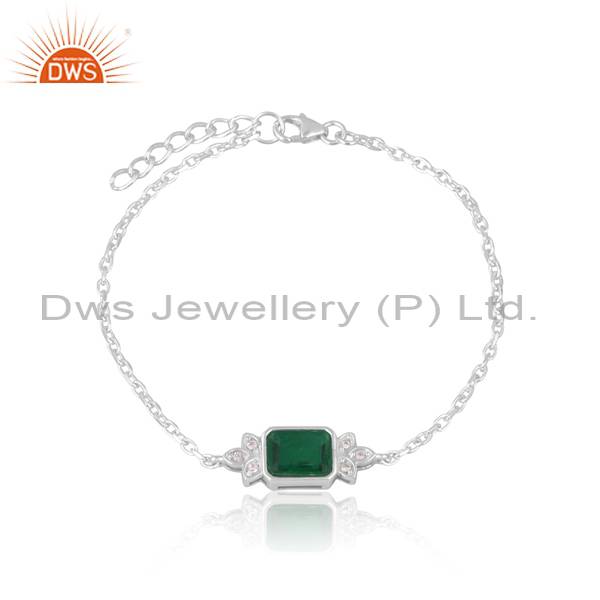 Doublet Zambian Emerald Quartz & Cubic Zirconia Bracelet