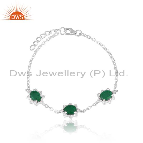 Doublet Zambian Emerald Quartz Bracelet with CZ