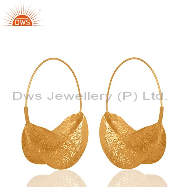 Handmade Leaf Design Gold Plated Brass Fashion Earrings Manufacturer