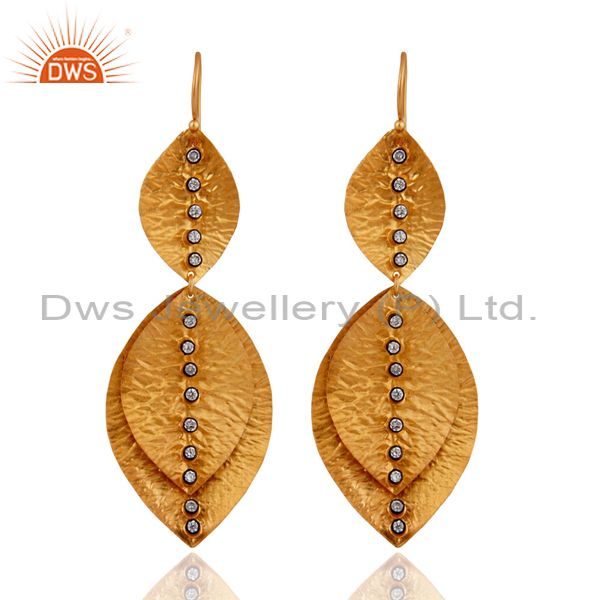 Handmade 925 Sterling Silver Cubic Zirconia Designer Earrings With Gold Plated