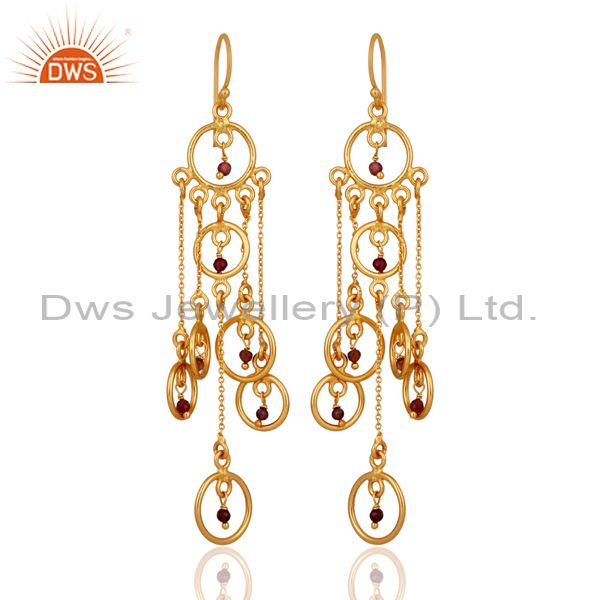 Silver Tourmaline Gemstone Chandelier Earrings High Quality Gold Plated Jewelry
