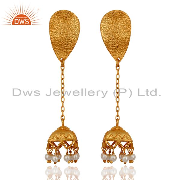 Indian Gold Plated Silver Womens Traditional Earrings Jewelry