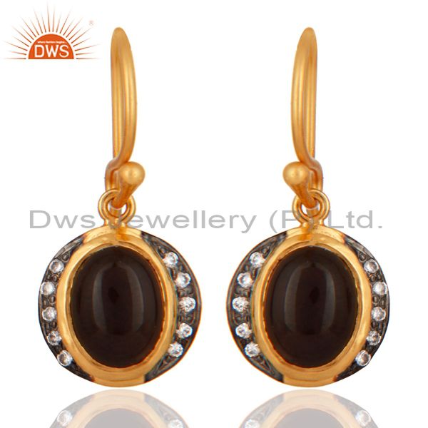 18ct Gold Plated Plated on Sterling Silver With Smoky Quartz Gemstone Earrings