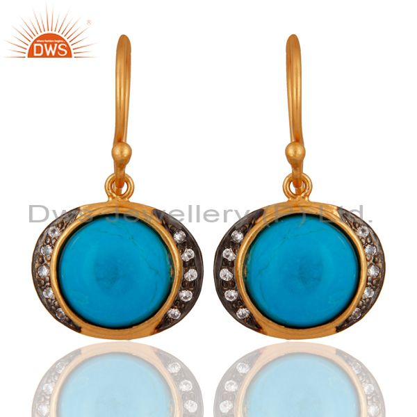 Handmade 925 Sterling Silver Turquoise Earring With 18K Gold Plated Jewellery