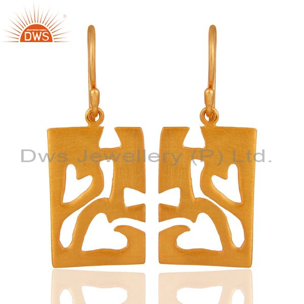 Handcrafted Sterling Silver 24K Yellow Gold Plated Designer Earring