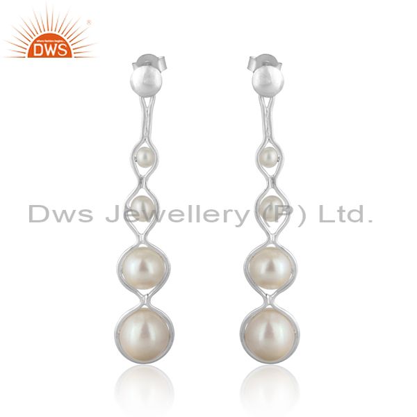 925 silver natural pearl long dangle earrings wholesale suppliers
