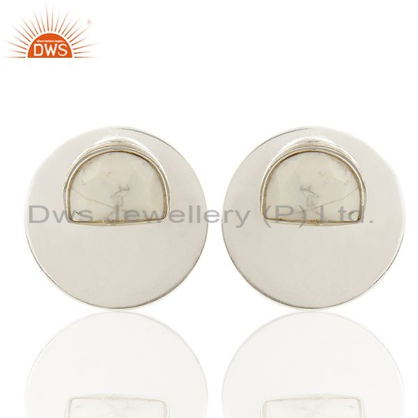Round Soild 925 Silver White Gemstone Stud Earrings Manufacturers