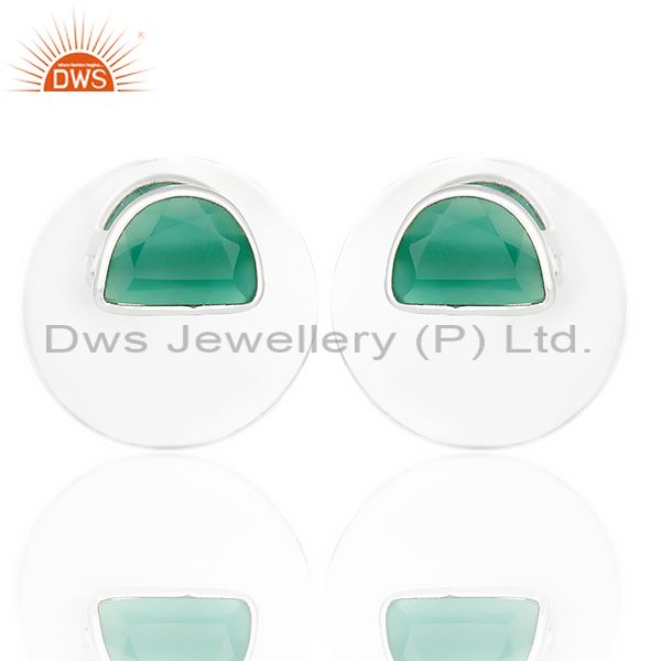 Green Onyx Gemstone Stud Solid 925 Sterling Silver Earrings Jewelry