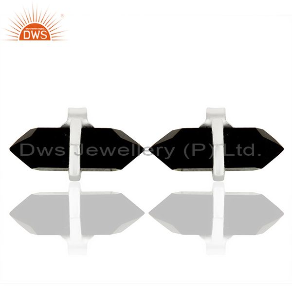 Black Onyx Terminated Pencil Post 92.5 Sterling Silver Wholesale Earring
