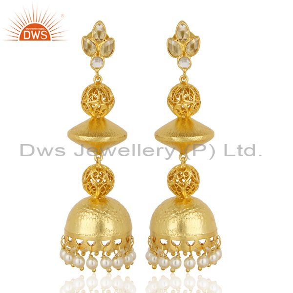 Handcreafted Artisan Indian traditional Gold Plated 92.5 Sillver Jhumka Earring