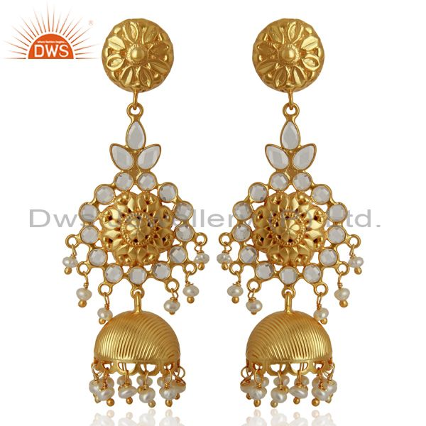 CZ Gold Plated Silver Womens Traditional Earrings Manufacturer