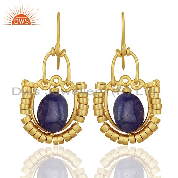 Tanzanite Gemstone Gold Plated Designer Silver Earrings Supplier