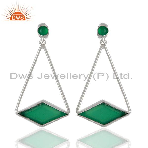 Green Onyx Gemstone 925 Sterling Silver Fashion Earrings Supplier