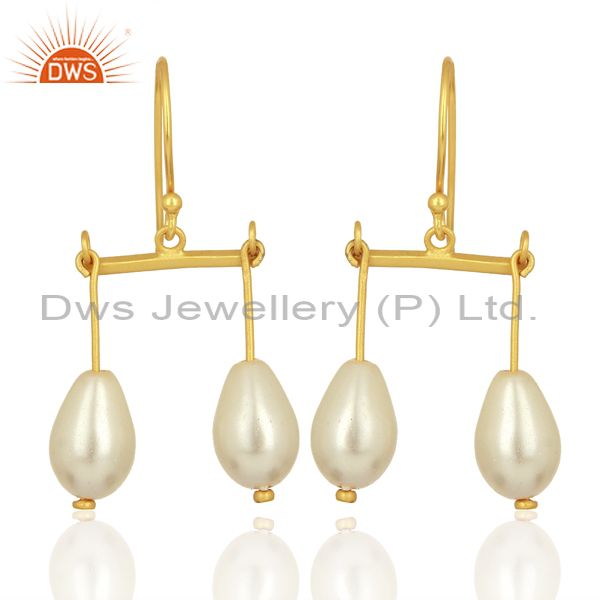 Natural Pearl Gemstone Gold Plated 925 Silver Womens Earring Wholesale