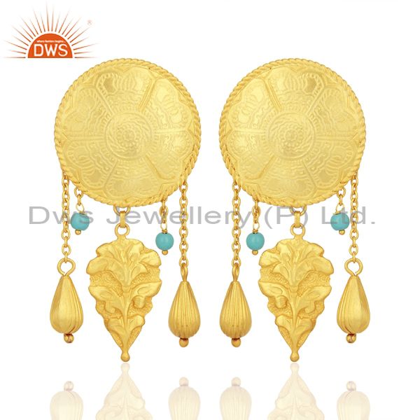 Gold Plated Silver Turquoise Gemstone Earrings Jewelry Manufacturer